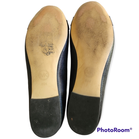 Michael Kors Hamilton black leather rounded toe ballet flats size 8.5M - Picture 13 of 16